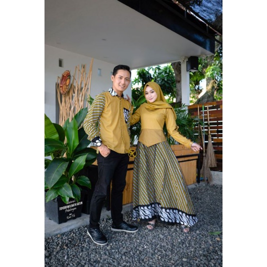 Couple Batik Gamis dan Kemeja Batik [PREMIUM QUALITY]  Kombinasi Bahan Kain Katun