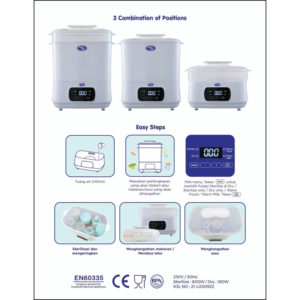 Baby Safe STE01 Digital Sterilizer &amp; Dryer | Alat Sterilisasi Digital