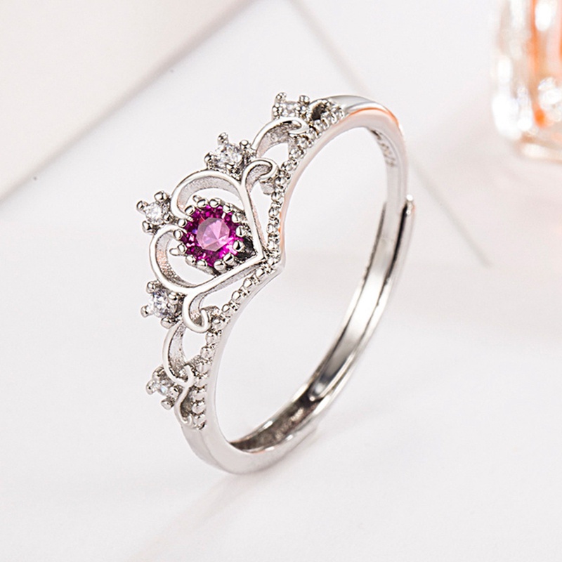 Cincin Model Terbuka Desain Mahkota Hias Berlian Adjustable Untuk Wanita