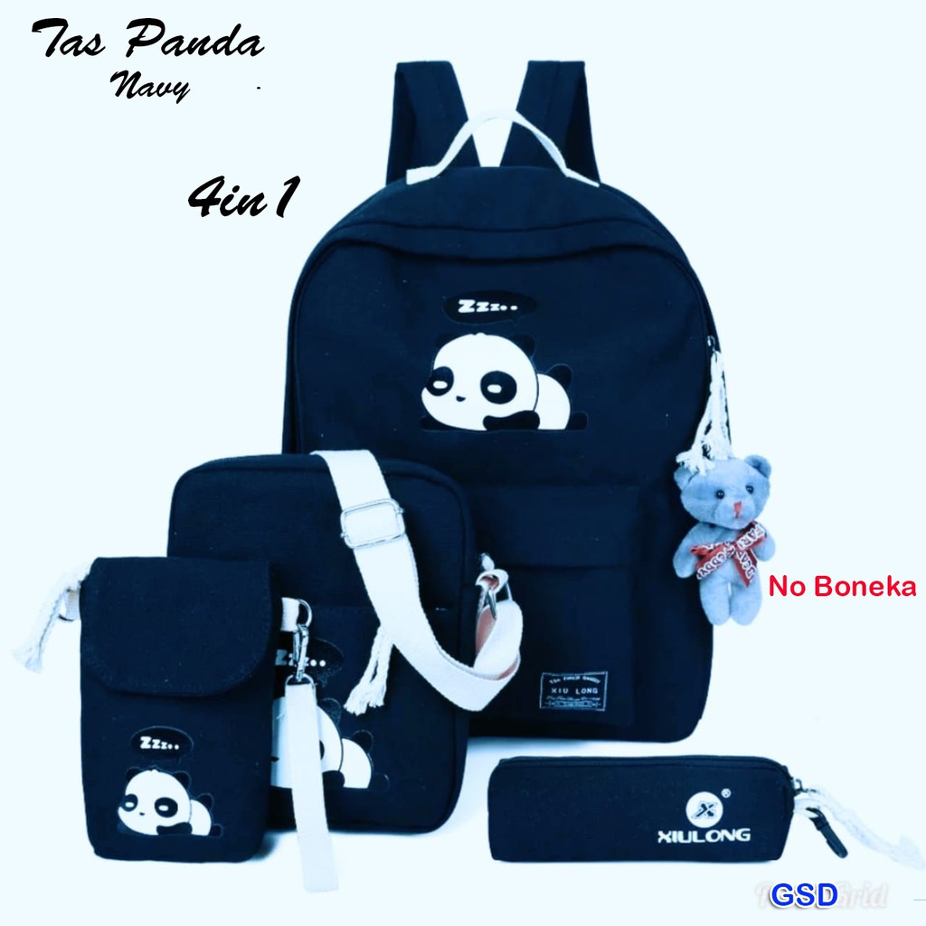 tas panda 4in1/paket tas sekolah anak/paket tas lokal murah/paket tas fashion anak/tas anak panda