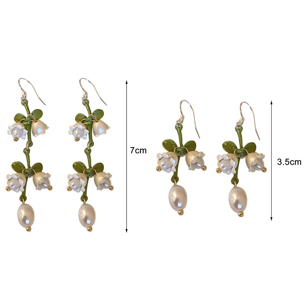 Hu Hu Hu Hu Hu Alat Bantu Pasang Kacamata♡ 1 Pasang Anting Kait Desain Daun Hijau Aksen Mutiara Tiruan Untuk Hadiah