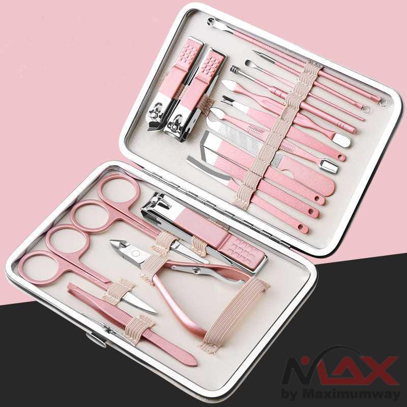 Biutte.co Manicure Set 18 in 1 PROFESIONAL Gunting Kuku Nail Art Set Dompet Menicure Pedicure Meni Pedi Manikur Set Nail Art Set Gunting Kuku Manicure Pedicure 18 PCS - ZJQ-18 Warna Rose Gold Alat Perlengkapan Nail Art Manikur Pedikur 1 Set isi 1 pc 18