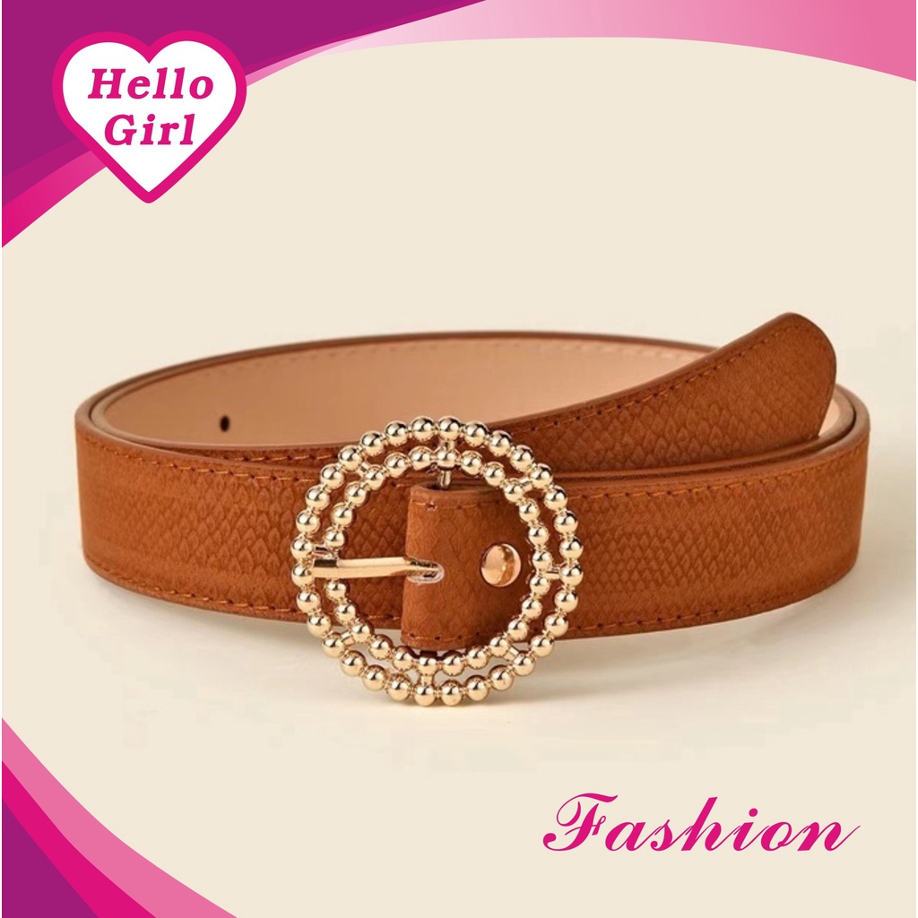 (Hello Girl) YD16 Ikat Pinggang Wanita Polos Thin Belt With Buckle Korea Import