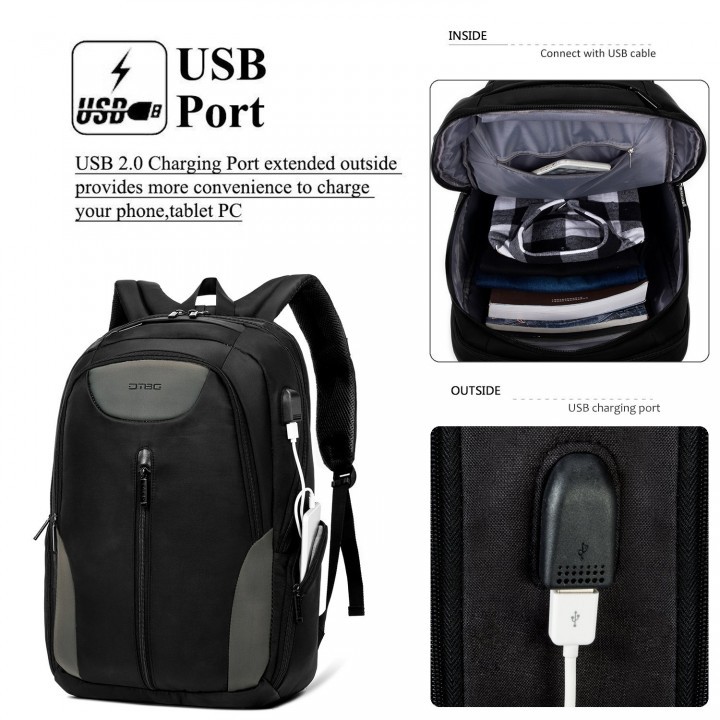 Tas DTBG D8230W 17.3 Inch - Anti Theft USB Port - Black