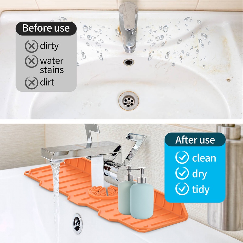 Pad Pengering Keran Wastafel Dapur / Toilet Bahan Silica Gel Lembut Anti Cipratan