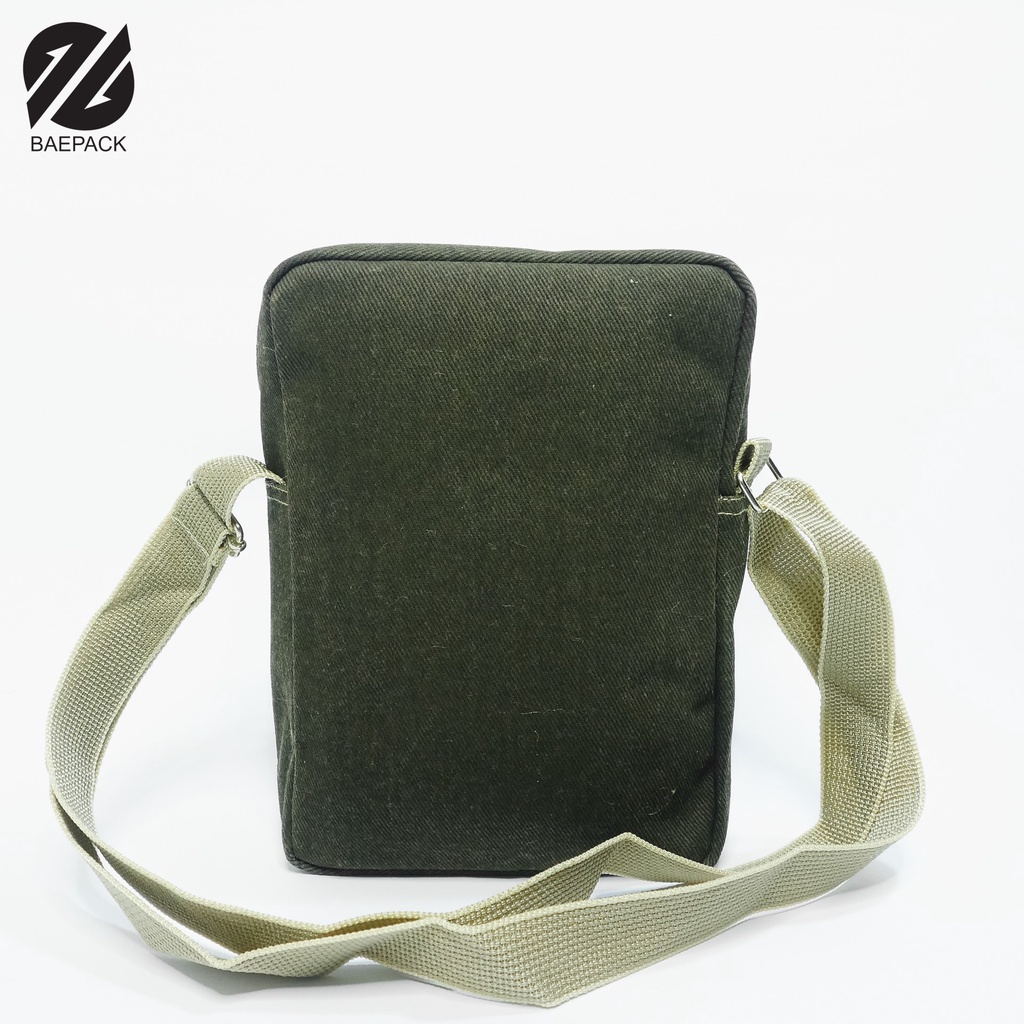 Baepack Tas Selempang Kanvas Pria Alfie Hijau Army Original  / Tas Bahu Cowok Dewasa / Tas Selempang Produsen Bandung / COD