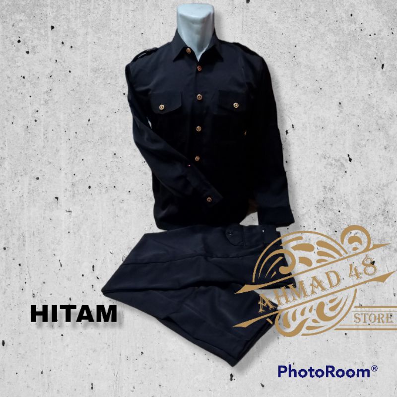 BAJU PDL SAFARI SATPAM/SECURTY LENGAN PANJANG HITAM DAN NAVY