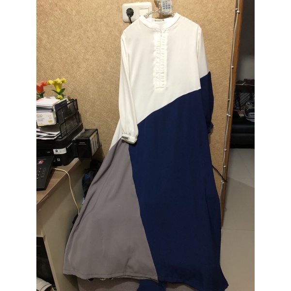 Preloved Shararea Branded Busui Gamis Syari Polos Dress Putih Navy Grey Salur Garis Baju Muslim COD