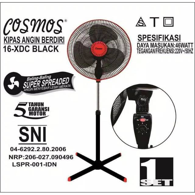 Stand Fan Cosmos 16 XDC Garansi Resmi