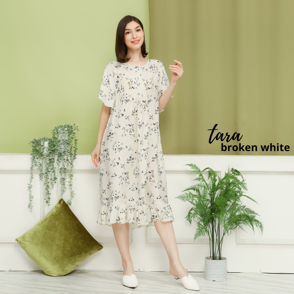 Daster katun etnik Tara / daster viral masa kini kekinian ruffle premium midi home dress korea