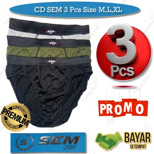 3Pcs CD MURAH Celana Dalam Pria CD SEM [Size M,L,XL] CD Murah Celana Dalam Pria Dewasa-Vegasusstore1