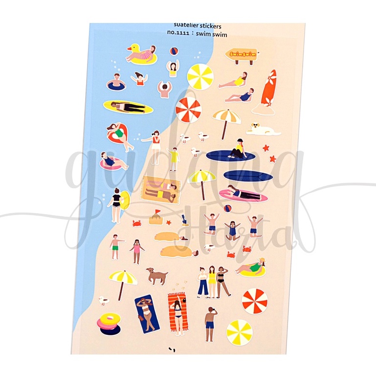 Stiker Swim Swim Beach Sticker Motif Berenang Scrapbook DIY GH 303080