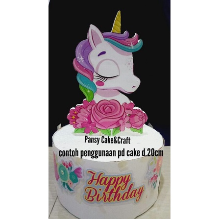 Cake topper / Center piece Baby Unicorn + list border samping