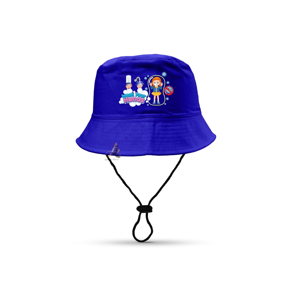 Topi Bucket anak gambar sablon Cuci Tangan/bucket anak cuci tangan