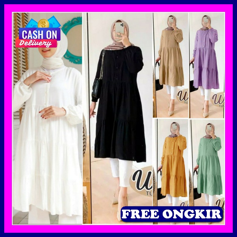 Baju Tunik Wanita Kekinian Buju Perempuan Muslim Atasan Tunik Cewek Terbaru 2023 Bju Lebaran Wanita 