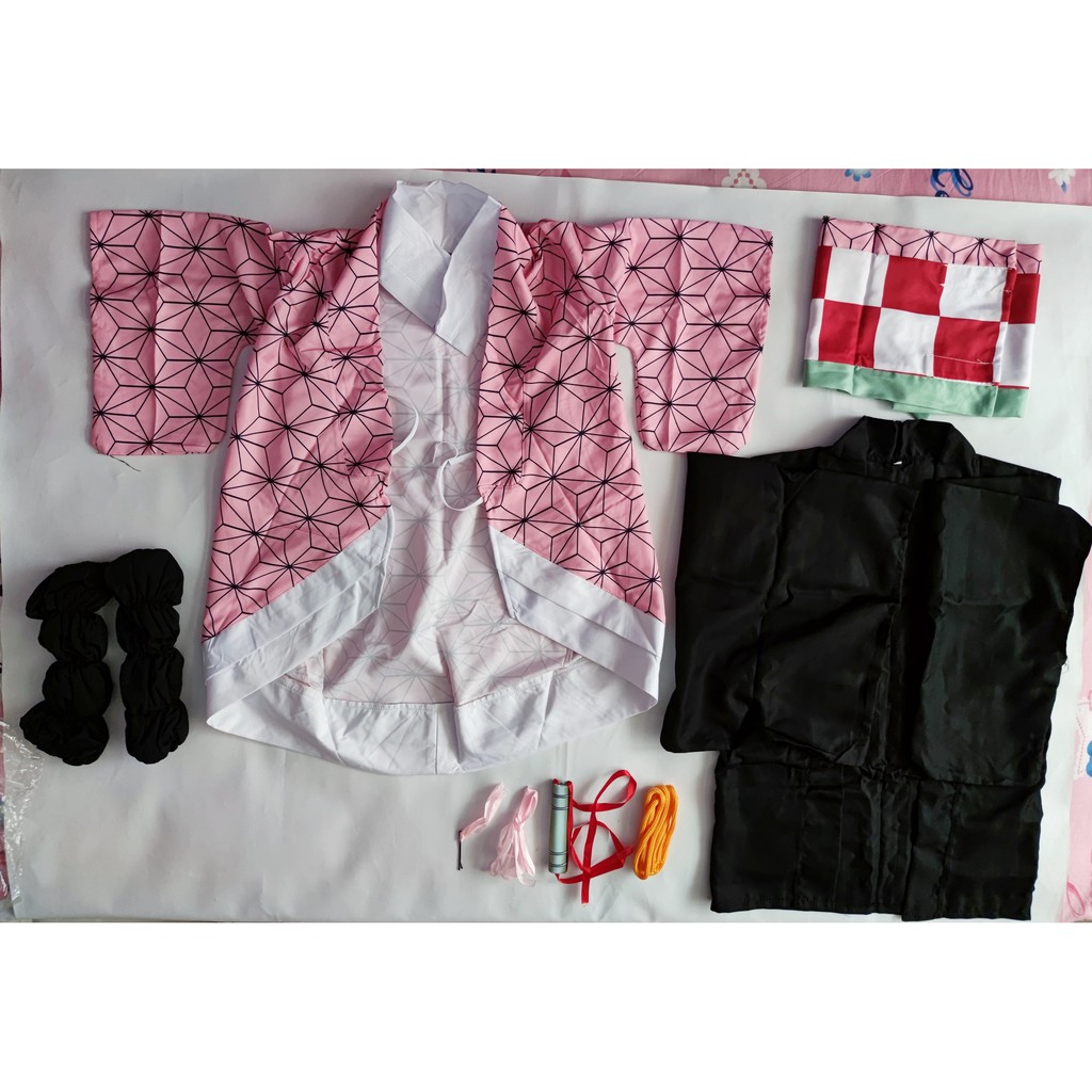 Kostum Demon Slayer Anak Dewasa Paket Lengkap Impor Baju Anime Cosplay Kimono Haori Kimetsu No Yaiba