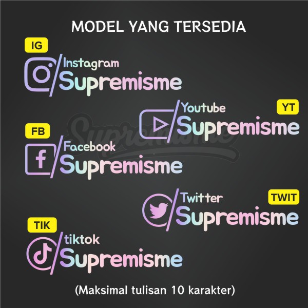 Stiker Hologram Custom Nama Sticker Sosmed Instagram Tiktok Premium Holographic (Langsung Jadi)