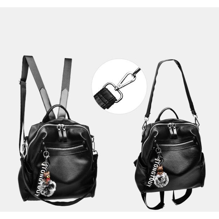 Tas Ransel Wanita Korean Fashion Bahan PU Leather Backpack Multifungsi Fashion Mode New Model