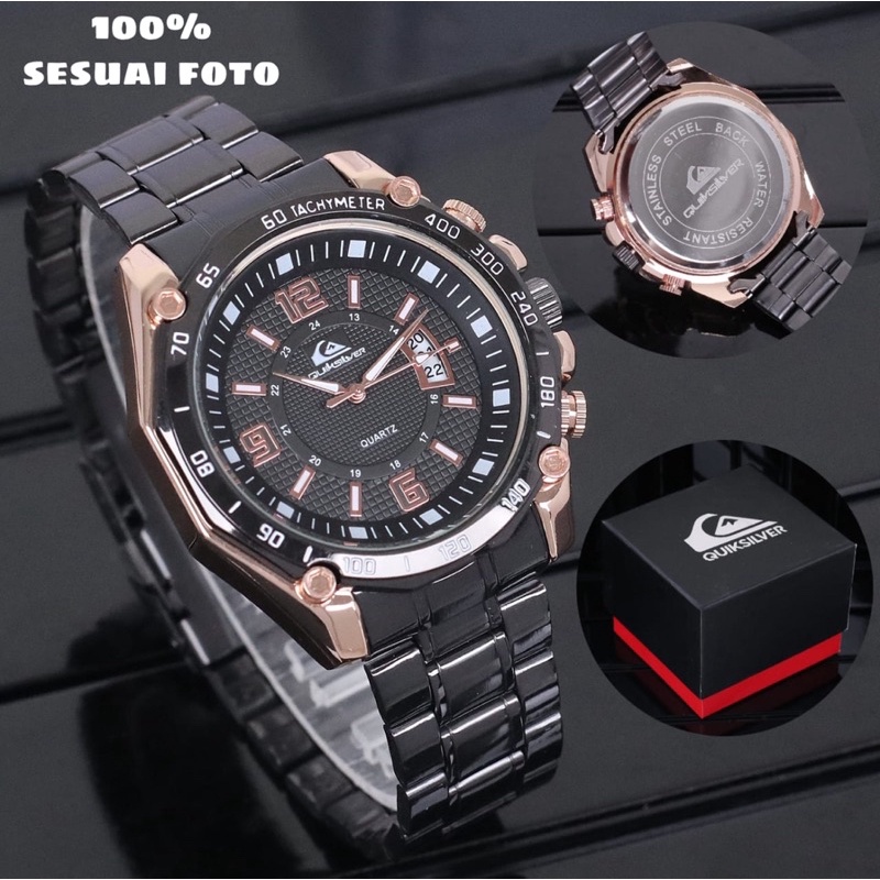[BISACOD] JAM TANGAN QUICK SILVER PRIA / COWOK STRAP RANTAI STAINLESS STEEL TANGGAL AKTIF JAM TANGAN