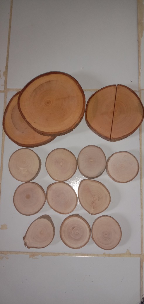 Tatakan 11-12 Cm Coated Kayu Besar Natural Wood Coaster Diameter