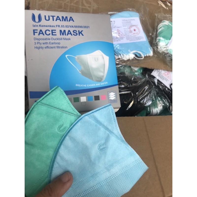 Masker UTAMA Duckbill BOX Embos U Disposable Face Mask