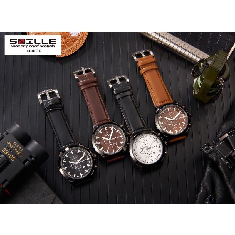 JAM TANGAN PRIA SNILLE N 1088 G-JAM TANGAN KULIT TANGGAL