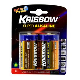 Krisbow Alkaline Baterai Ukuran D 2 Pcs BatraiElektronik Extra Power Batu Batrai Besar Bulat