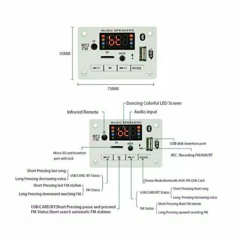 modul mp3 player bluetooth 5.0