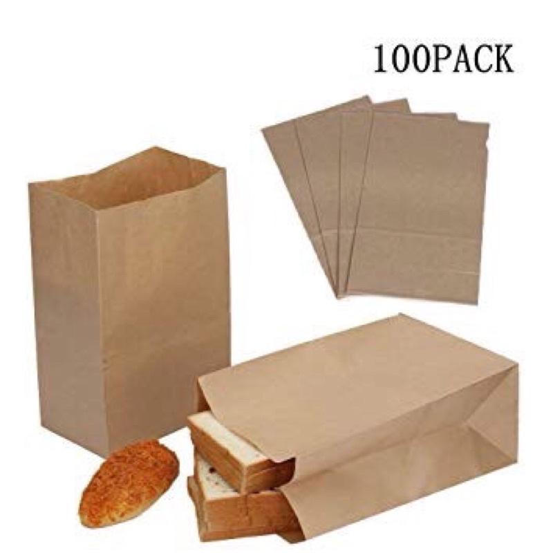 [100 Pcs] Paper Bag / Kantong Kertas (S+) - Kantong Roti / Fried Chicken / Snack/ burger