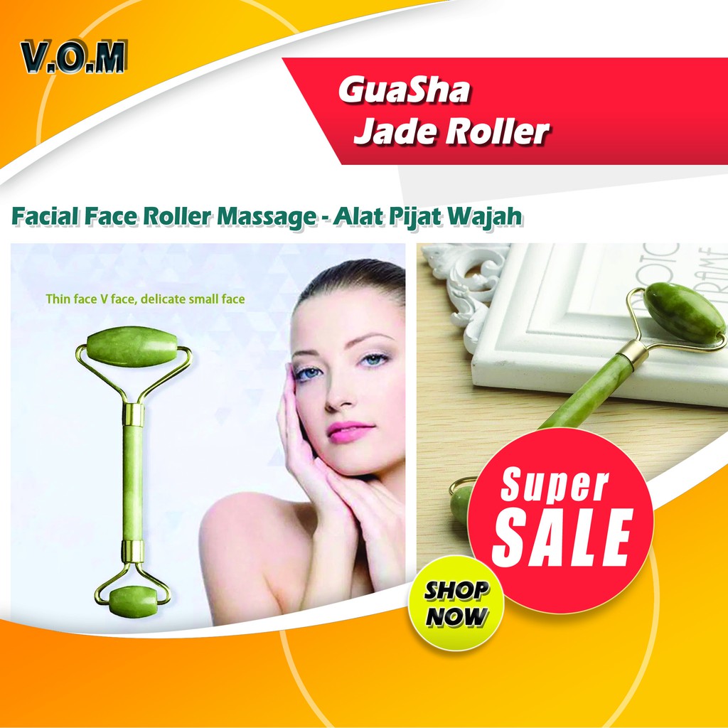 VOM GuaSha Jade Roller Facial Face Roller Massage - Alat Pijat Wajah 0666