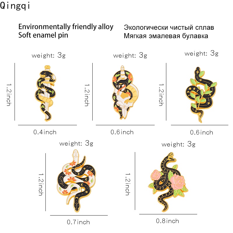 Bros Pin Enamel Desain Ular Bunga Gaya Punk Gothic Untuk Aksesoris Kerah Pakaian