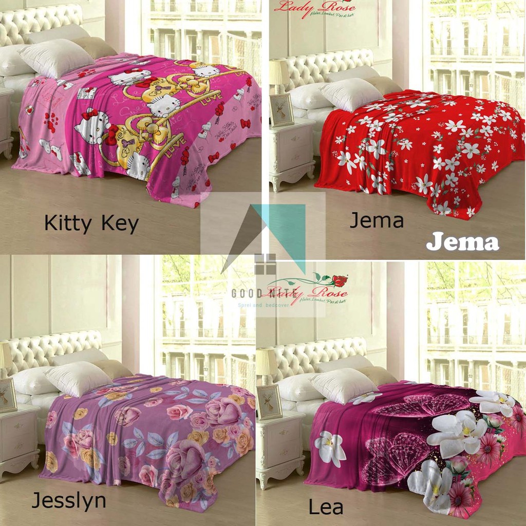 Selimut Blanket Lady Rose Flanel Halus Lembut Berkualitas Kitty Key