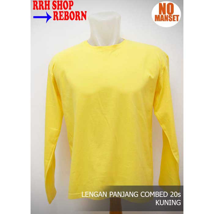 KAOS POLOS KUNING KENARI COMBED 20S LENGAN PANJANG LOSS