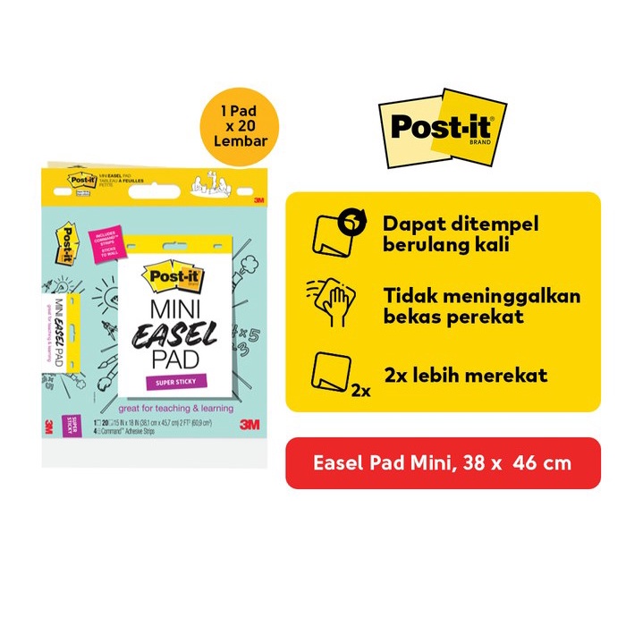 

KERTAS FLIPCHART KERTAS PAPAN TULIS TEMPEL PORTABLE 3M MINI EASEL PAD 577SS