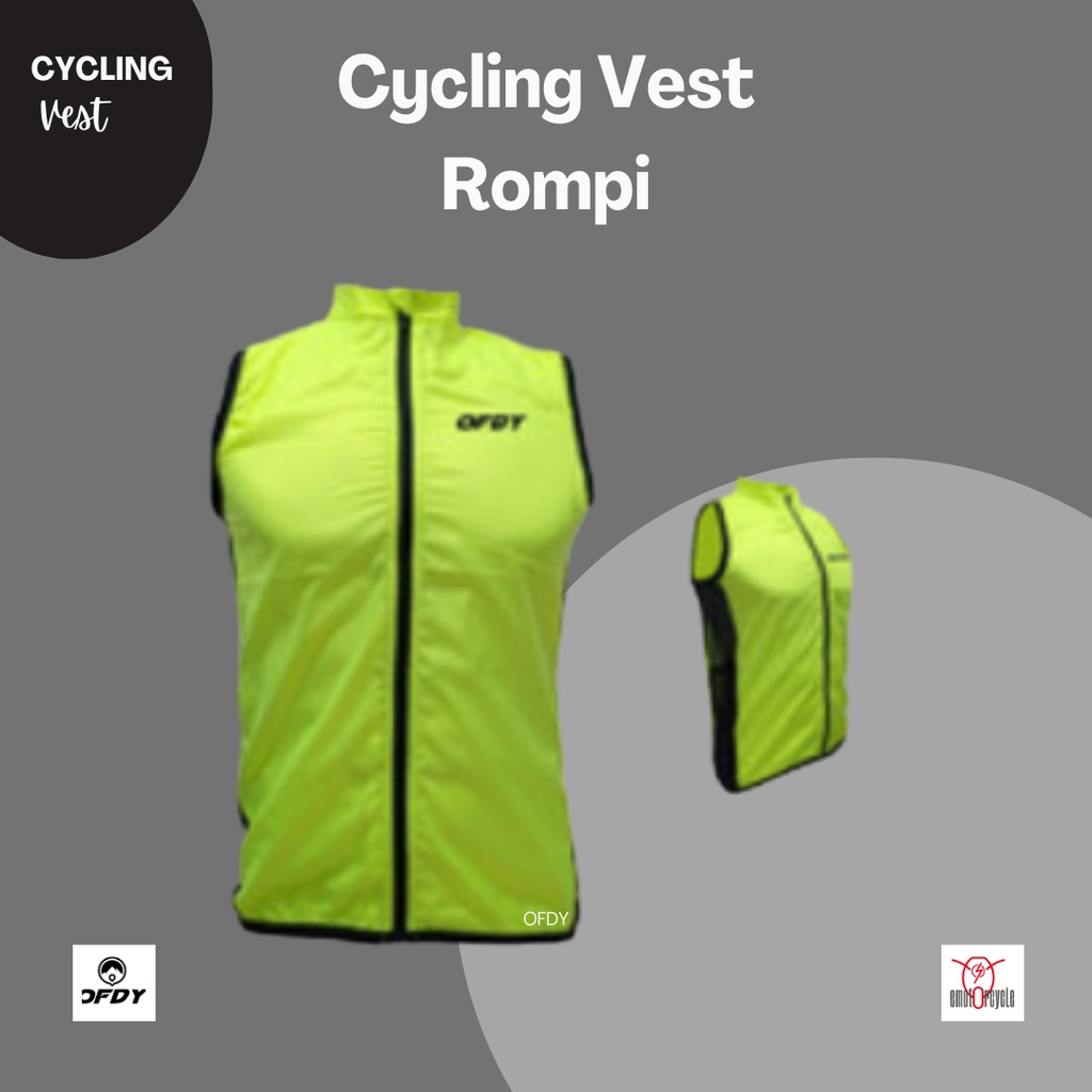 Ofdy Cycling Vest Rompi Sepeda Warna Hijau Material Polyester Super