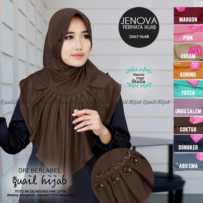 BEST SELLER Jenova Hijab | JILBAB KHIMAR SYARI INSTANT BERGO PET ANTEM KERUDUNG by Quail Hija