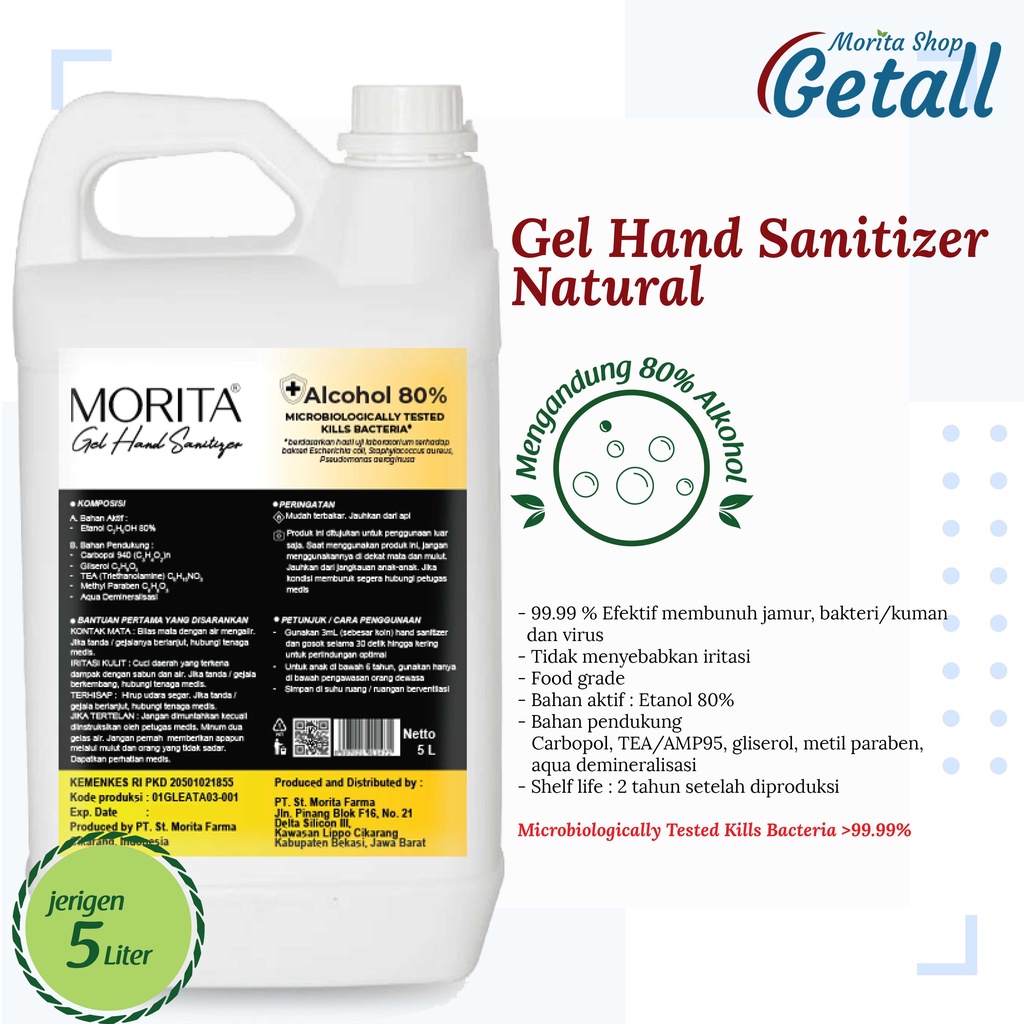 Gel Hand Sanitizer Natural 5 Liter