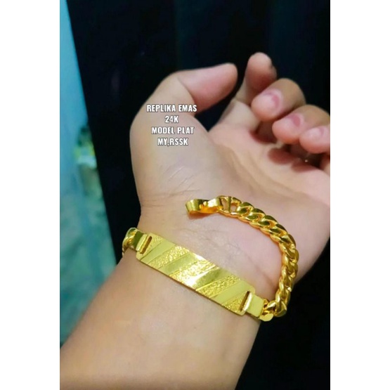 Gelang plat replika emas 24k,persis seperti aslinya,cantik,mewah,bisa disepuh ulang