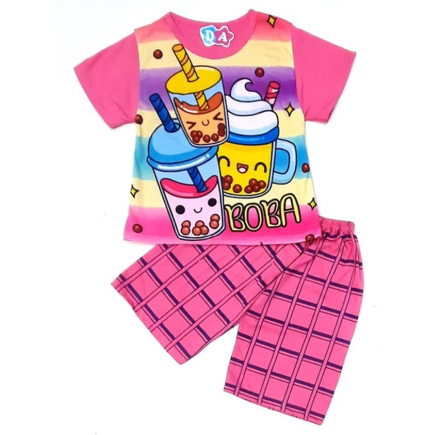 SETELAN BAJU TIDUR anak perempuan dedina hotpant 16/20 SLIDE
