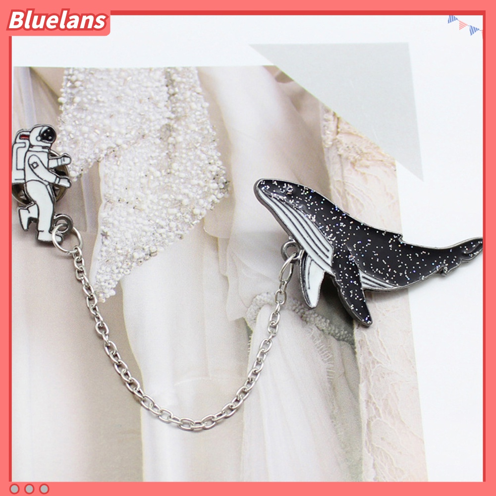 Bluelans Bros Pin Enamel Bentuk Astronot Whale Untuk Unisex