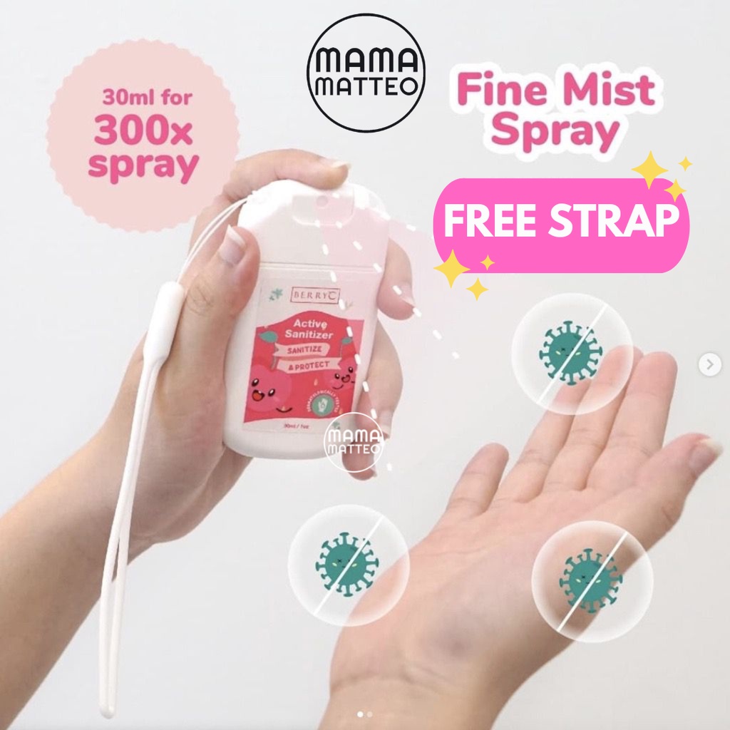 BerryC Pocket Sanitizer Spray Mini 30ML FREE STRAP / bisa isi ulang refill / Hand Sanitizer Anak Kecil / BANDUNG