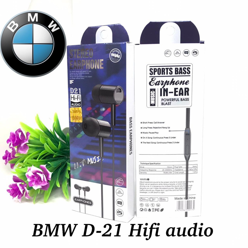 HANDSFREE BMW /VIBOX /D21 ORIGINAL IN EAR EARPHONE HIFI AUDIO HEADSET