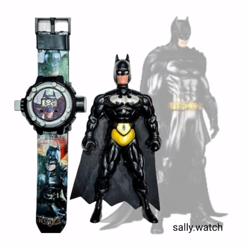 JAM TANGAN ANAK LAKI LAKI BATMAN LAMPU PROYEKTOR 1 SET DENGAN MAINAN