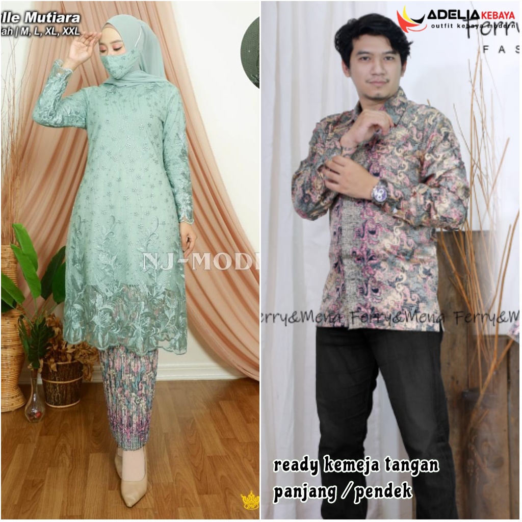 ADE&gt; SET COUPLE KEBAYA TUNIK TILLE MELAYU / BAJU KEBAYA COUPLE / BATIK COUPLE ) COUPLE BATIK MODERN COCOK UNTUK ACARA SERAGAM PESTA DAN WISUDA