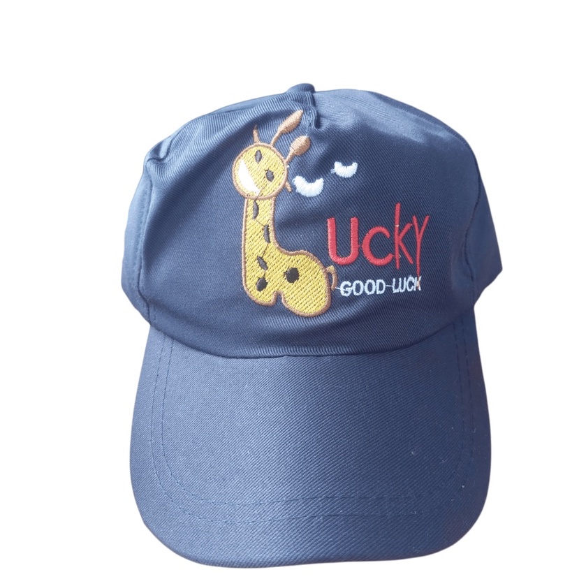 TOPI BASEBALL ANAK LUCKY GIRAFFE / JUST DO IT / SUPER DINO / SUNNY DAY USIA 2-10 TAHUN LAKI PEREMPUAN-TOPI LUCKY NAVY
