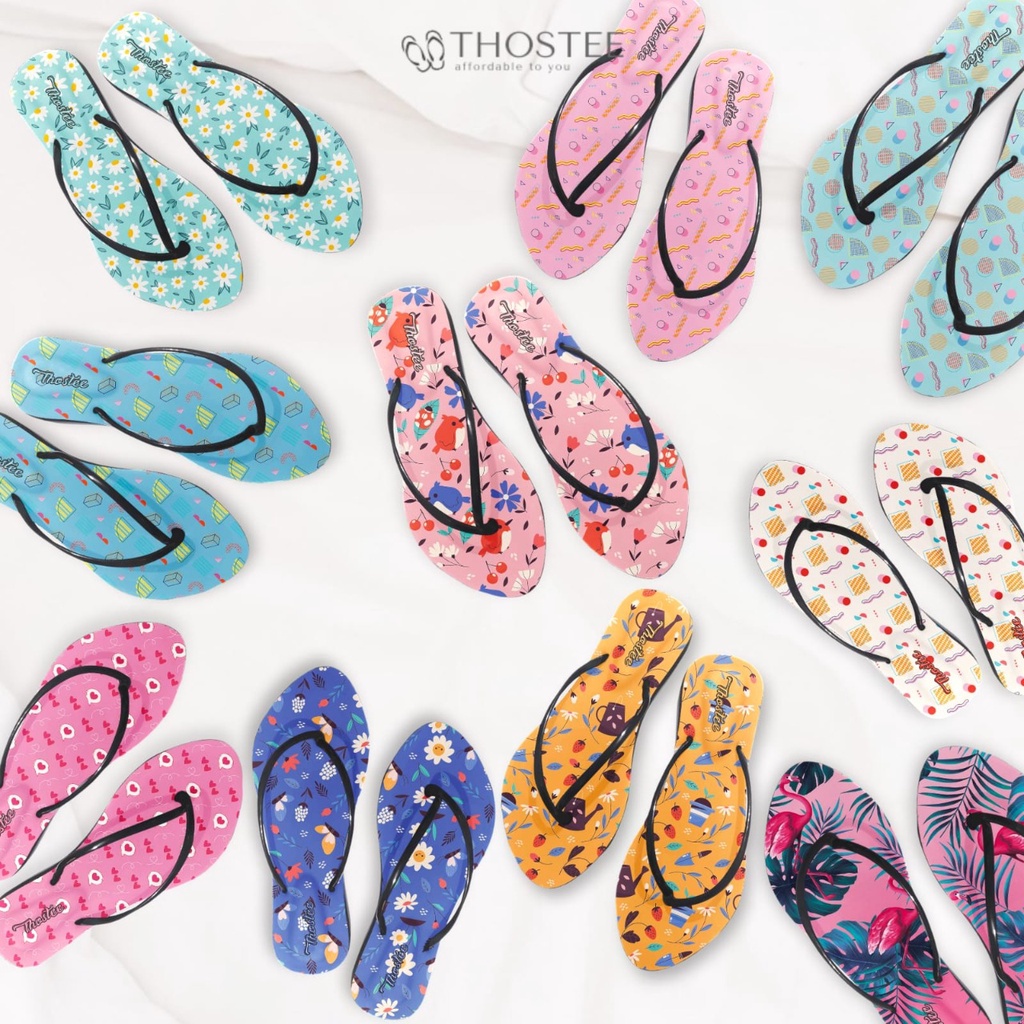 Sandal Jepit Wanita UV Printing Thostee Rubby Pattern Raja,kpop