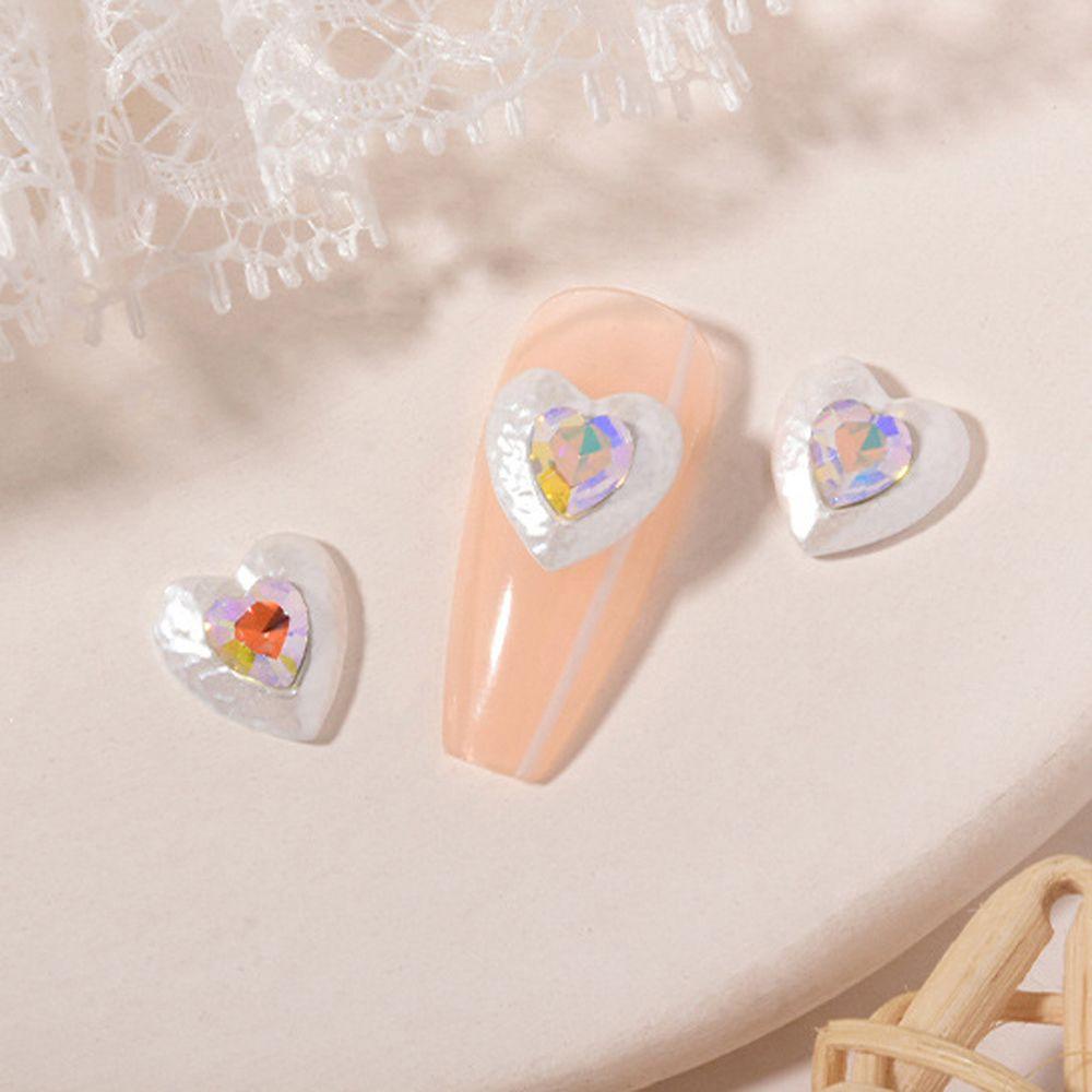 Mxbeauty Heart Nail Art Rhinestones Korea Cinta Hati Warna-Warni Fashion Perhiasan Kuku 3D