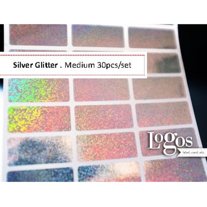 

HNVHH840 Silver Glitter Sticker MEDIUM Name Label. online shop.