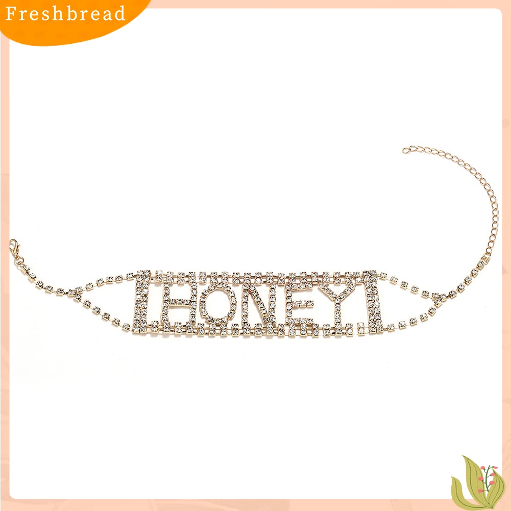 Terlaris Punk Shiny Rhinestone Letter Honey Cup Chain Choker Necklace Women's Jewelry