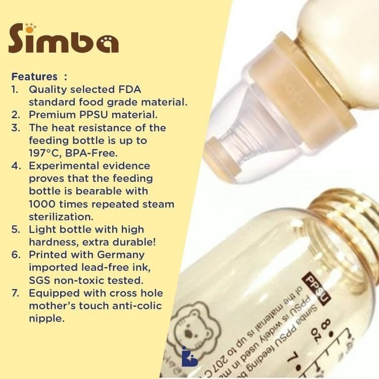 SIMBA PPSU WIDE NECK FEEDING BOTTLE 270ML ISI 2PCS P6011 / BOTOL SUSU SIMBA